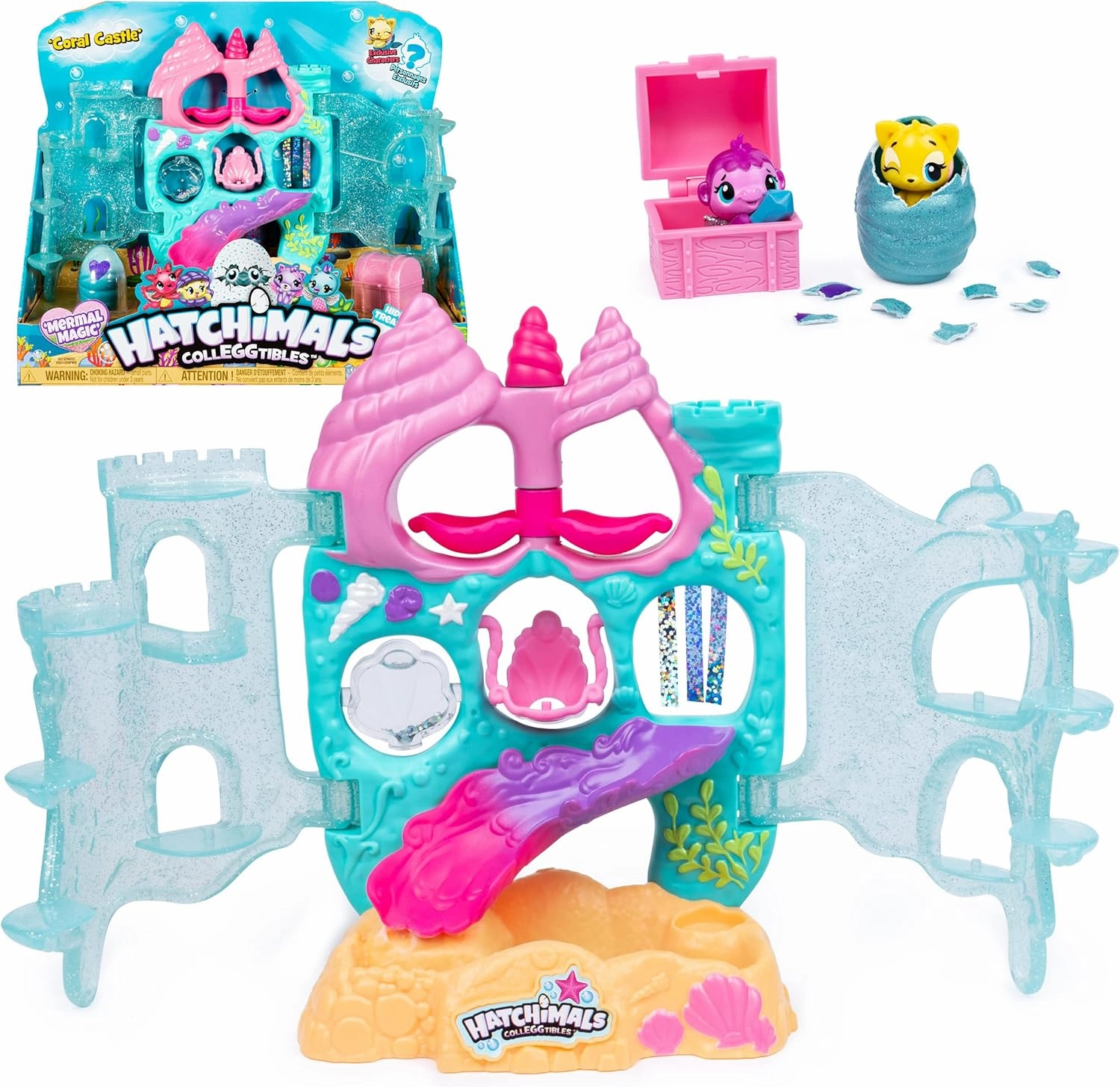 Hatchimals CollEGGtibles, Coral Castle Fold Open Playset with Exclusive Mermal Character (Amazon Exclusive Set), Girl Toys, Girls Gifts for Ages 5 and up