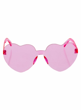 Heart Shaped Womens Pink Frameless Costume Glasses