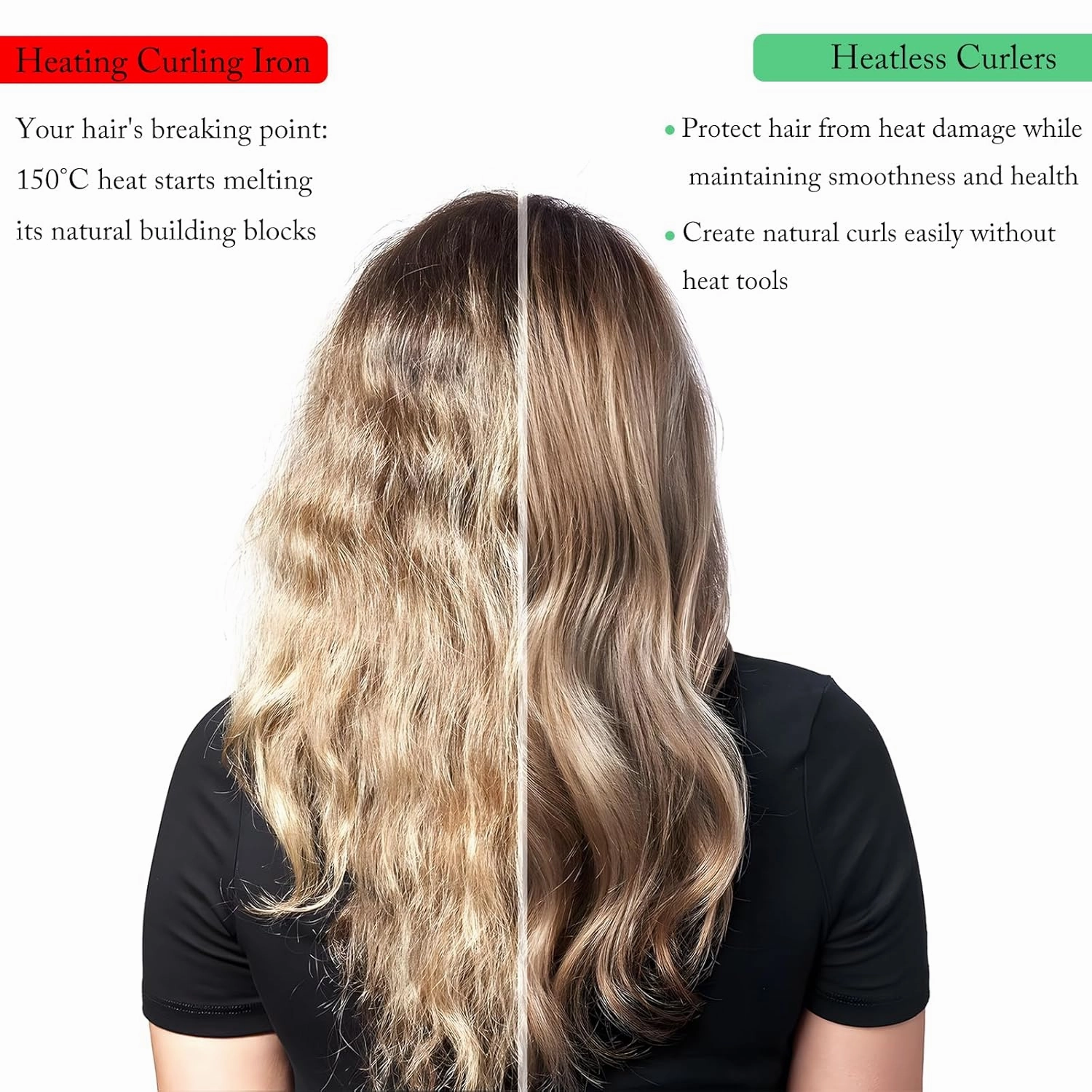 Heatless Curls Hair Curlers to Sleep in – Velvet No-Heat Overnight Curling Rod Headband Set for Long Hair, with Scrunchies & Clip, Wake Up to Beach Waves (Beige, Pack of 1)