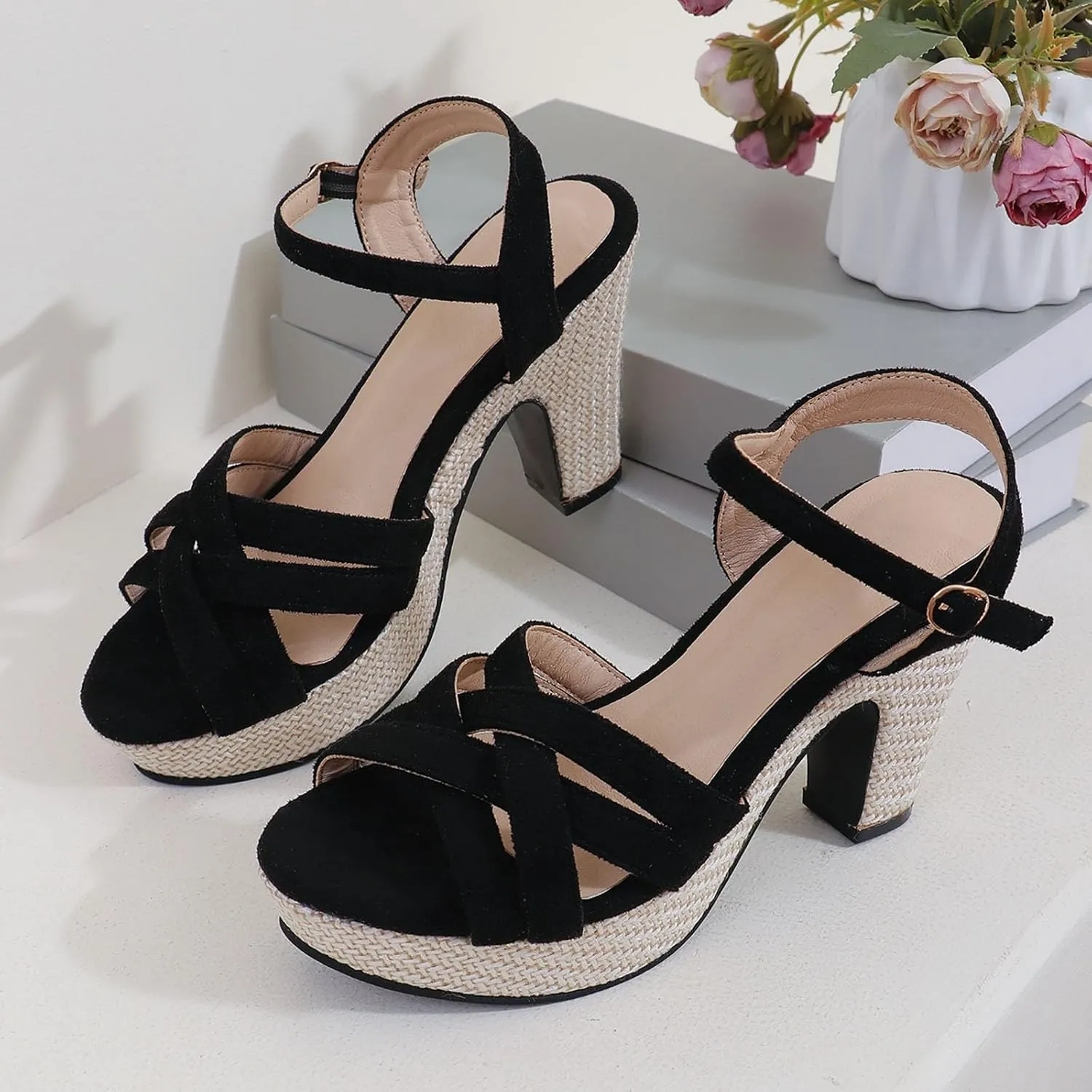 High Heels for Women 2025 T-Strap Dance Sandals Glitter Ballroom Shoes with Ankle Strap Wedding Party Pumps
