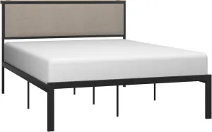 Hillsdale, Crawford Metal and Upholstered Full Platform Bed with USB Ports, Textured Black/Beige