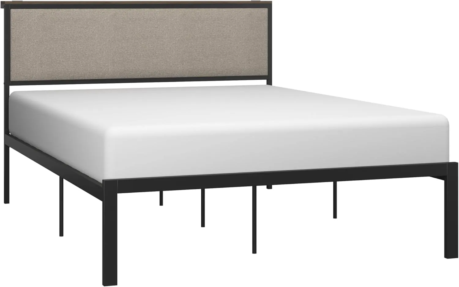 Hillsdale, Crawford Metal and Upholstered Full Platform Bed with USB Ports, Textured Black/Beige