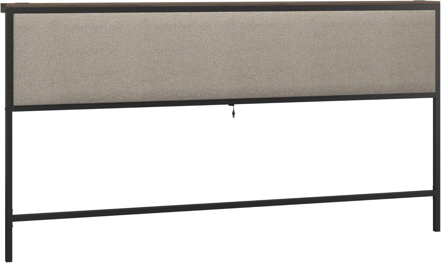 Hillsdale, Crawford Metal and Upholstered King Headboard with USB Ports, Textured Black/Beige