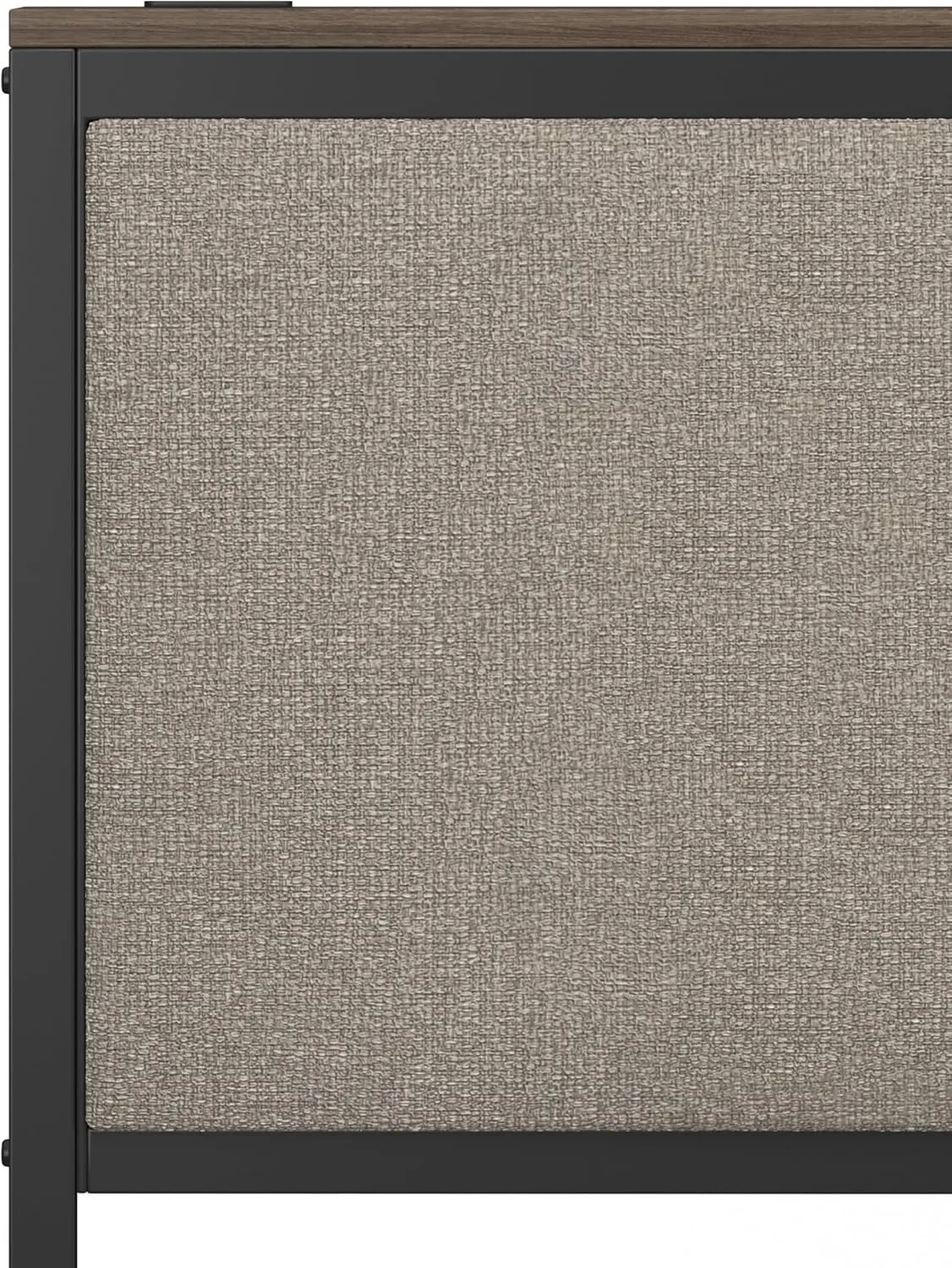 Hillsdale, Crawford Metal and Upholstered King Headboard with USB Ports, Textured Black/Beige