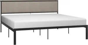 Hillsdale, Crawford Metal and Upholstered King Platform Bed with USB Ports, Textured Black/Beige