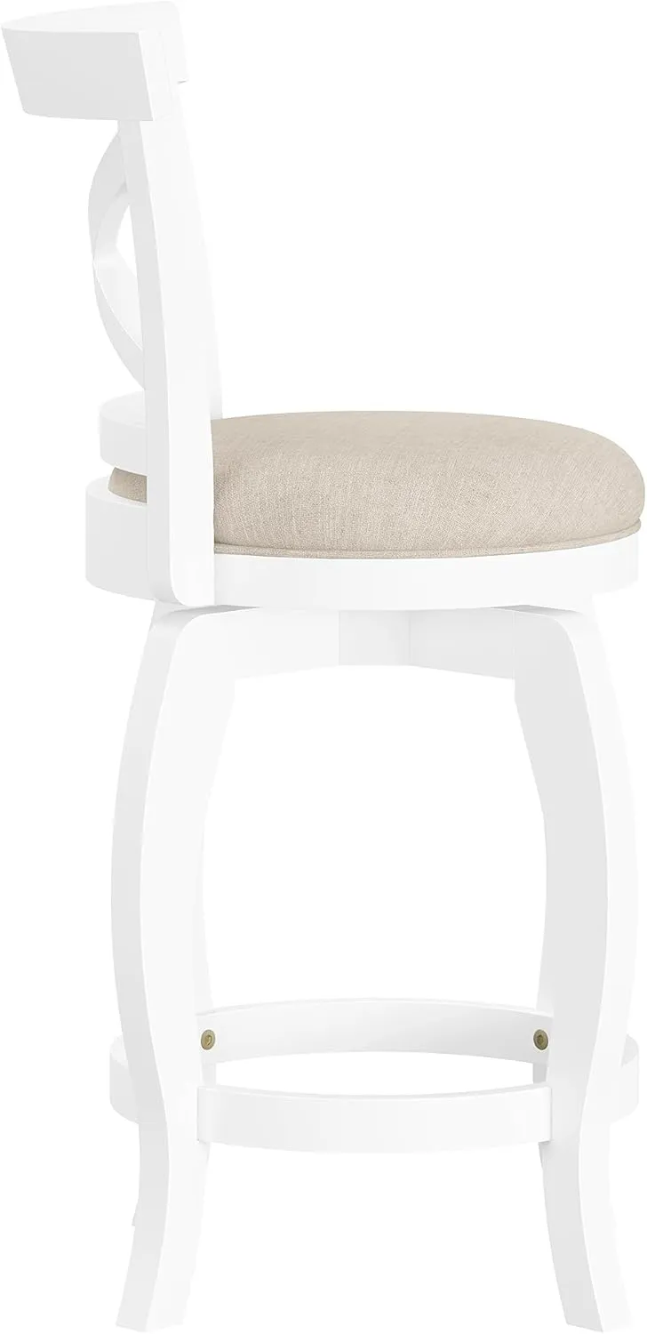 Hillsdale Saddlebrook Wood Counter Height Swivel Stool, White Upholstered Seat
