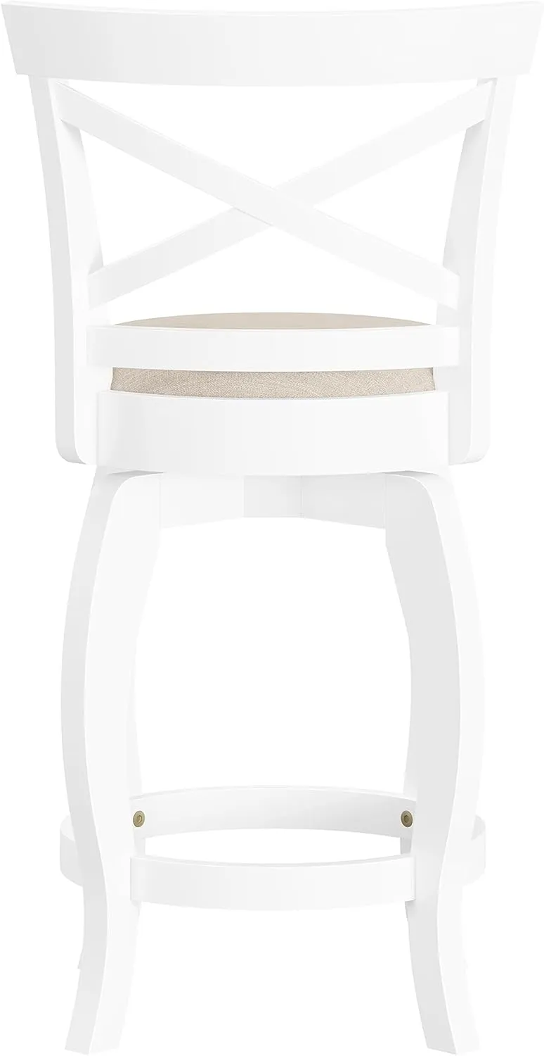 Hillsdale Saddlebrook Wood Counter Height Swivel Stool, White Upholstered Seat