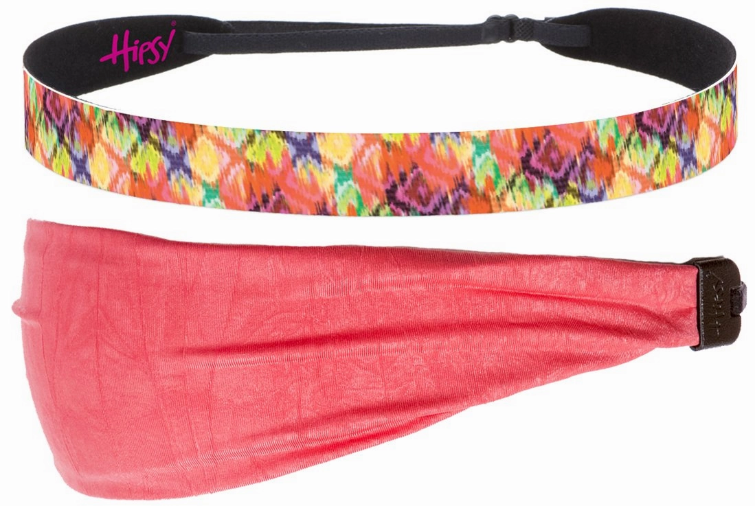 Hipsy Xflex & Fashion Printed No Slip Headband Mixed 2-packs for Women Girls Teens (Coral Xflex & Coral Tribal Diamonds)
