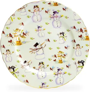Holiday Snowmen 8-inch Fine Porcelain Salad Dessert Plate Set of 1, One plate