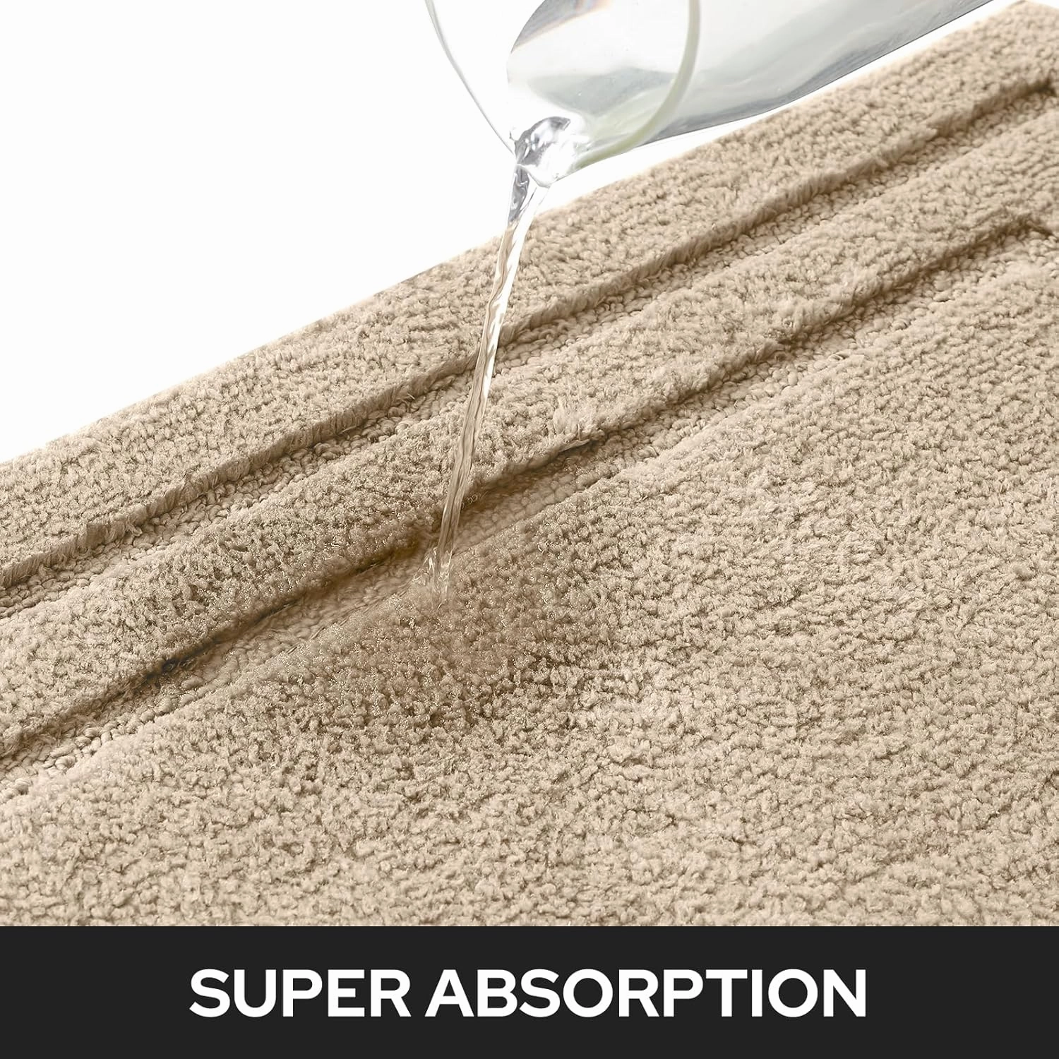 HOMEIDEAS Bathroom Rugs Sets 2 Piece, Super Soft and Absorbent Non Slip Microfiber Machine Washable Bath Mat Set (20" x 32"   16" x 24", Beige)