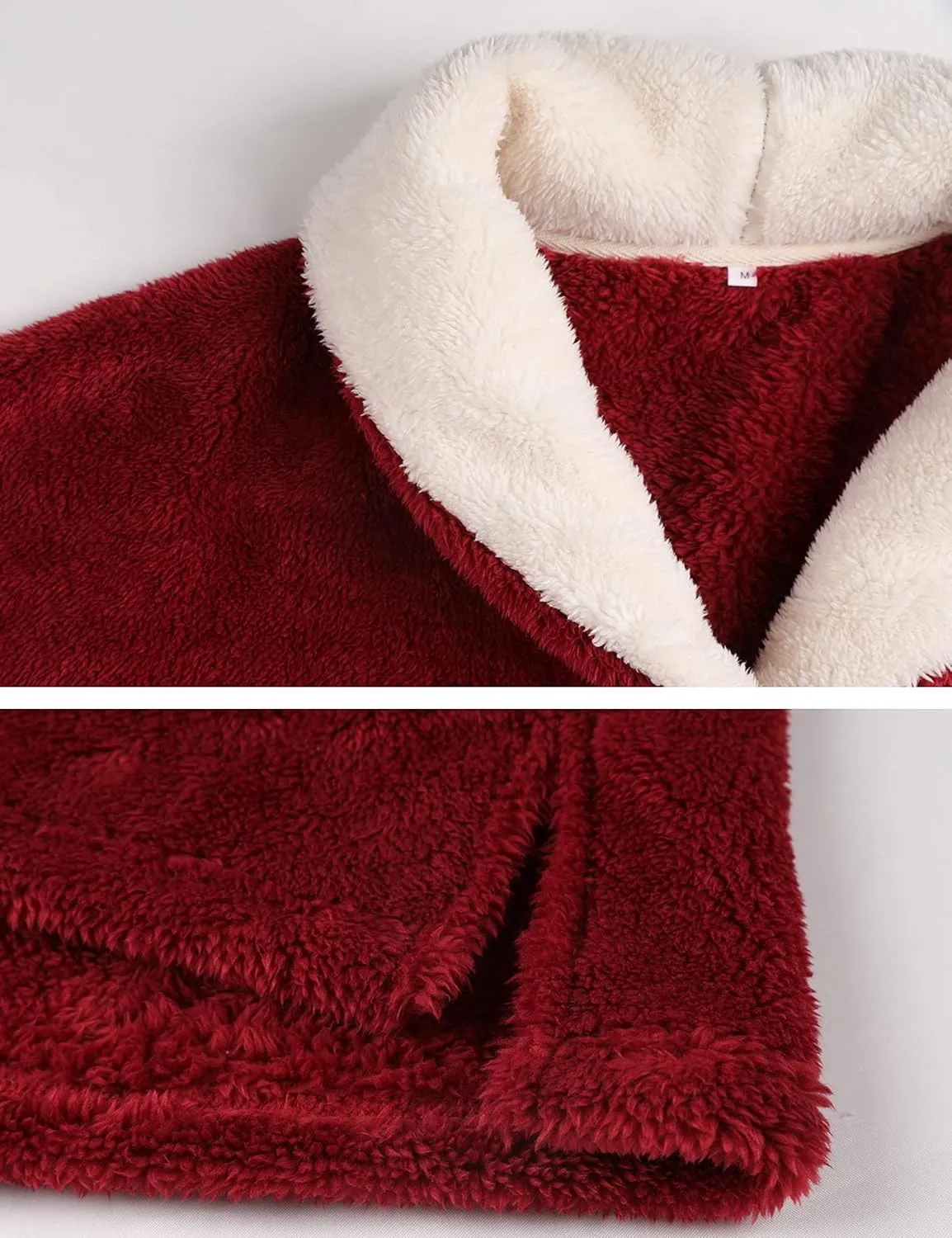 Hooever Women's Fluzzy Sherpa Fleece Pajamas Warm Pullover Lapel Sleepwear Sets