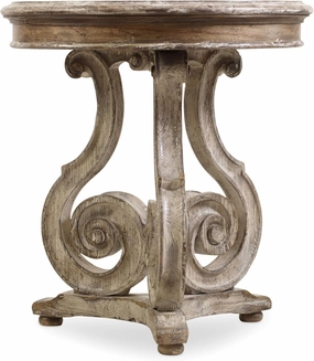 Hooker Furniture Chatelet Scroll Accent Table in Caramel Beige Wood Finish