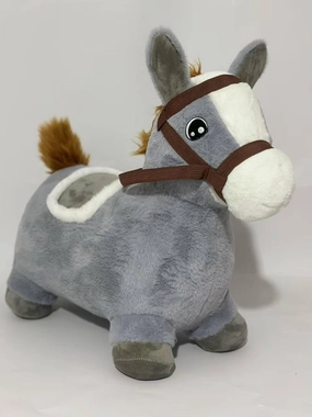 Hopper Toy 2 Year Old Boy, Toddler Plush Bounce Animals, Ride on Bouncing Plush Inflatable Horse, Outdoor Indoor Hopping Horse Bouncer, Birthday Gifts for 2-5 Years Old Kid (Gray)
