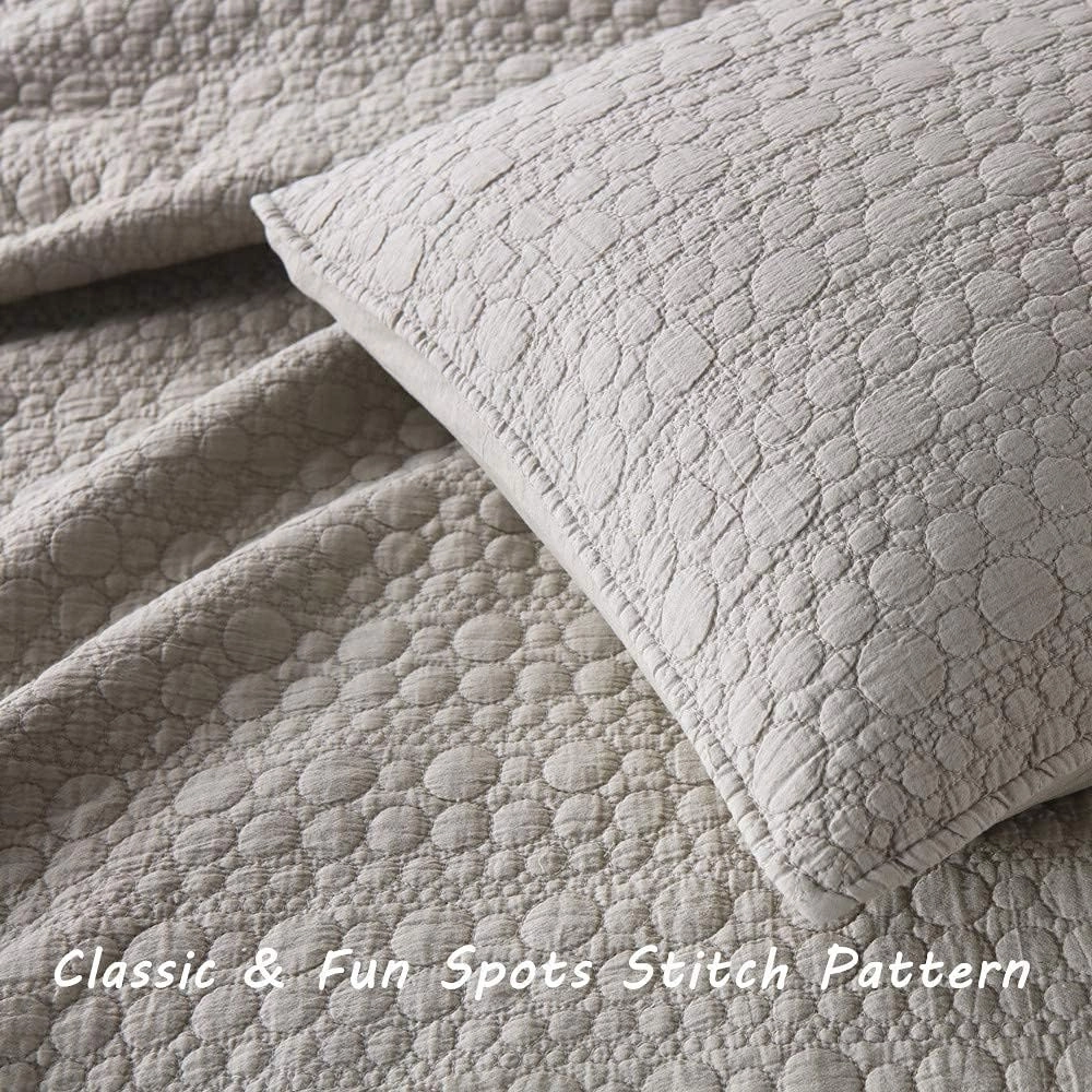HORIMOTE HOME Quilt Set Twin Size Beige, Classic Geometric Spots Stitched Pattern, Stone-Washed Microfiber Chic Rustic Look, Ultra Soft Lightweight Quilted Bedspread for All Season, 2 Pieces