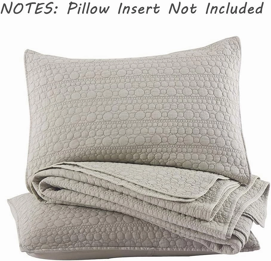 HORIMOTE HOME Quilt Set Twin Size Beige, Classic Geometric Spots Stitched Pattern, Stone-Washed Microfiber Chic Rustic Look, Ultra Soft Lightweight Quilted Bedspread for All Season, 2 Pieces