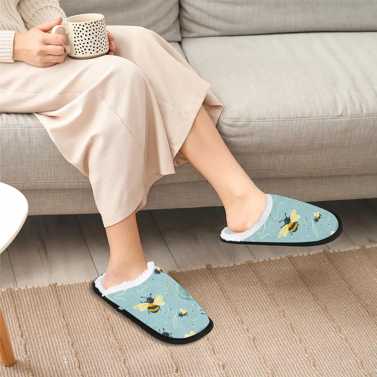 House Slippers for Women Men Cozy Slippers with Non-slip Sole Indoor House Shoes Warm Plush Slippers for Home Bedroom Travel