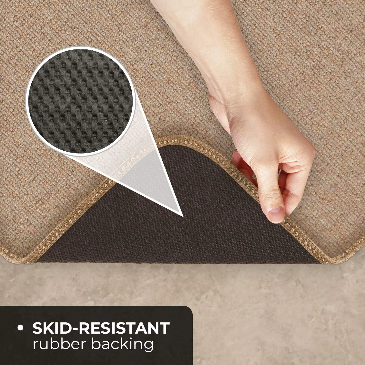 House, Home and More Skid-Resistant Carpet Runner - Pebble Beige - 10 Feet X 27 Inches