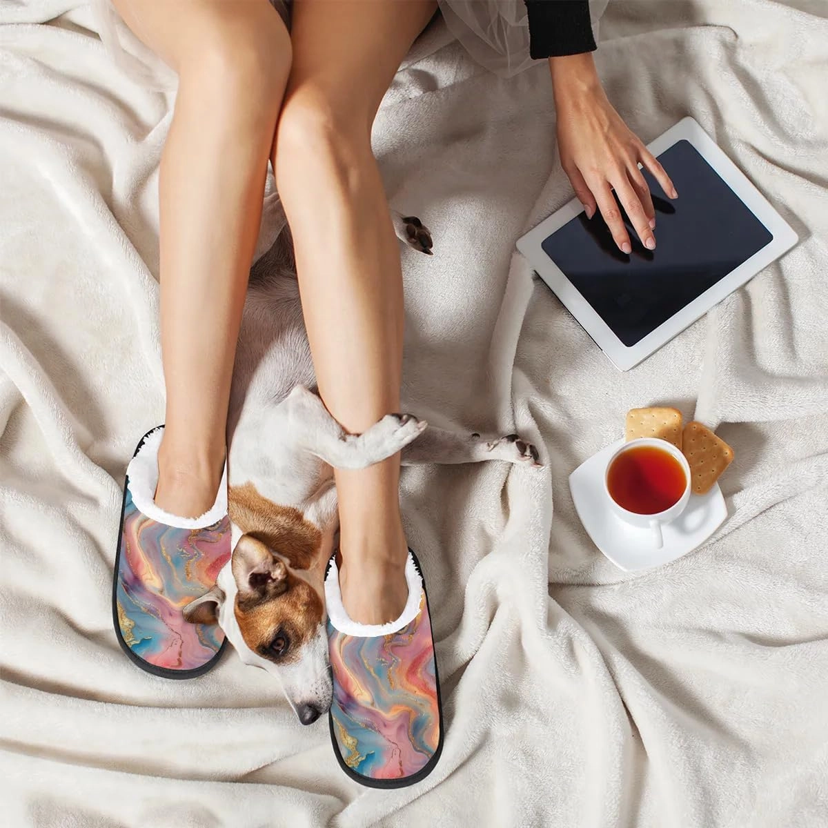 House Slippers for Women Men Cozy Slippers with Non-slip Sole Indoor House Shoes Warm Plush Slippers for Home Bedroom Travel