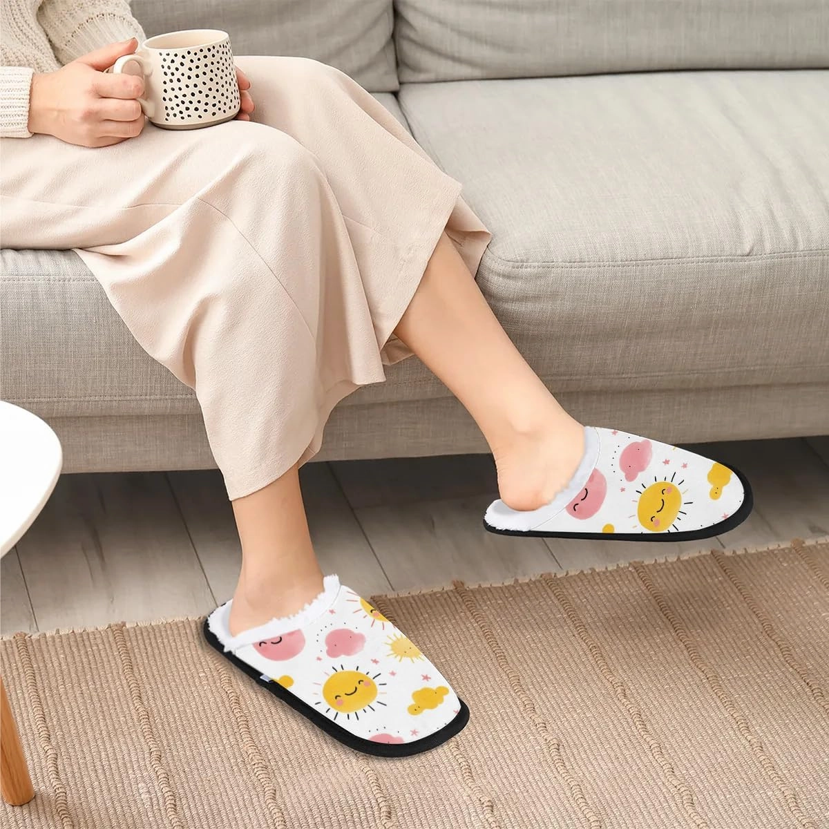 House Slippers for Women Men Cozy Slippers with Non-slip Sole Indoor House Shoes Warm Plush Slippers for Home Bedroom Travel
