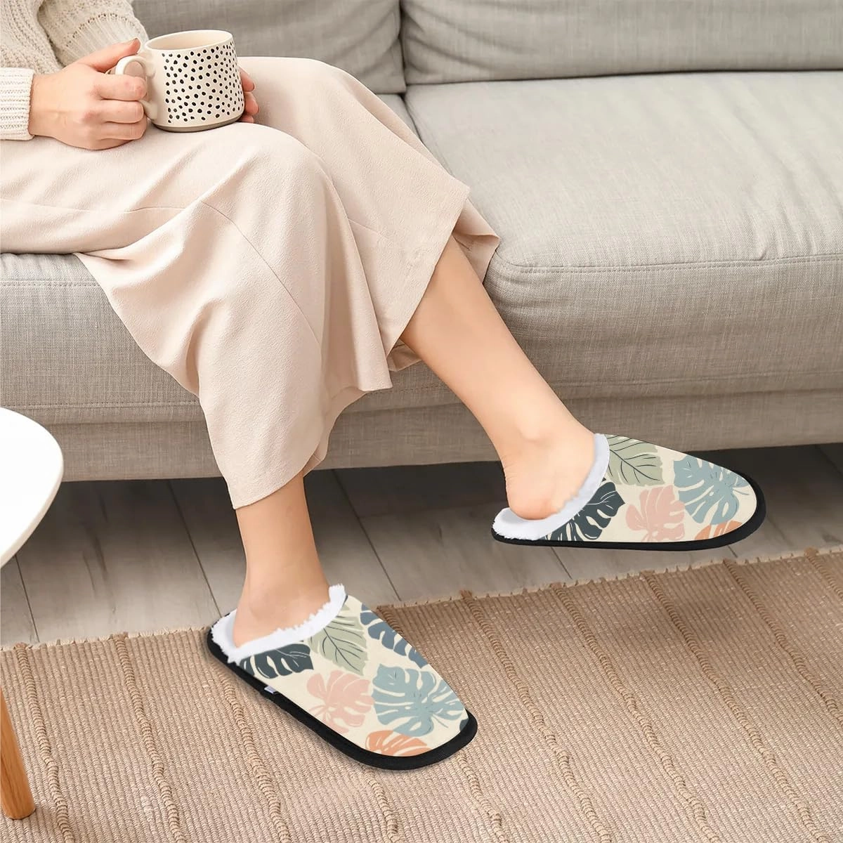 House Slippers for Women Men Cozy Slippers with Non-slip Sole Indoor House Shoes Warm Plush Slippers for Home Bedroom Travel