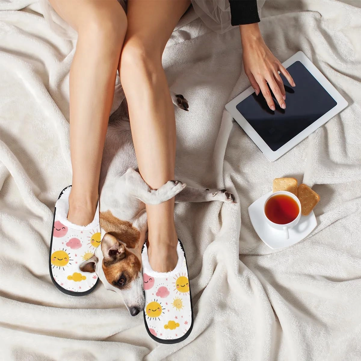 House Slippers for Women Men Cozy Slippers with Non-slip Sole Indoor House Shoes Warm Plush Slippers for Home Bedroom Travel