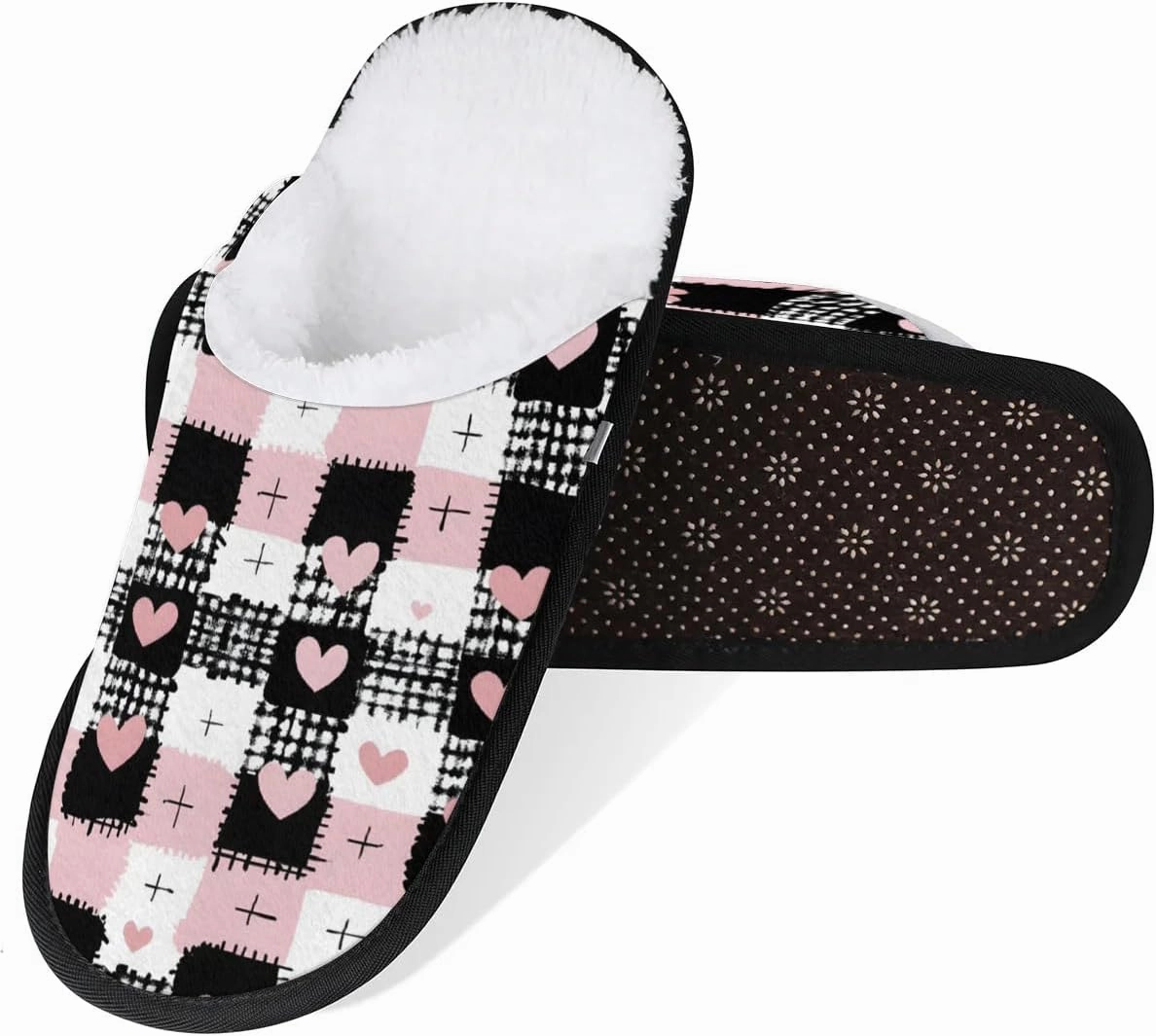 House Slippers for Women Men Cozy Slippers with Non-slip Sole Indoor House Shoes Warm Plush Slippers for Home Bedroom Travel