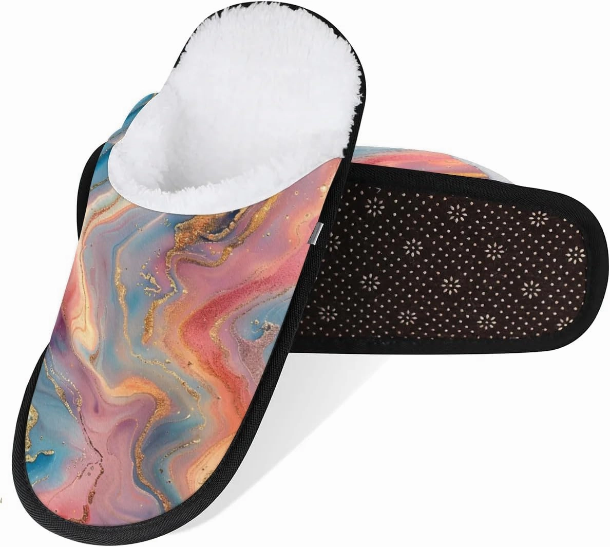 House Slippers for Women Men Cozy Slippers with Non-slip Sole Indoor House Shoes Warm Plush Slippers for Home Bedroom Travel