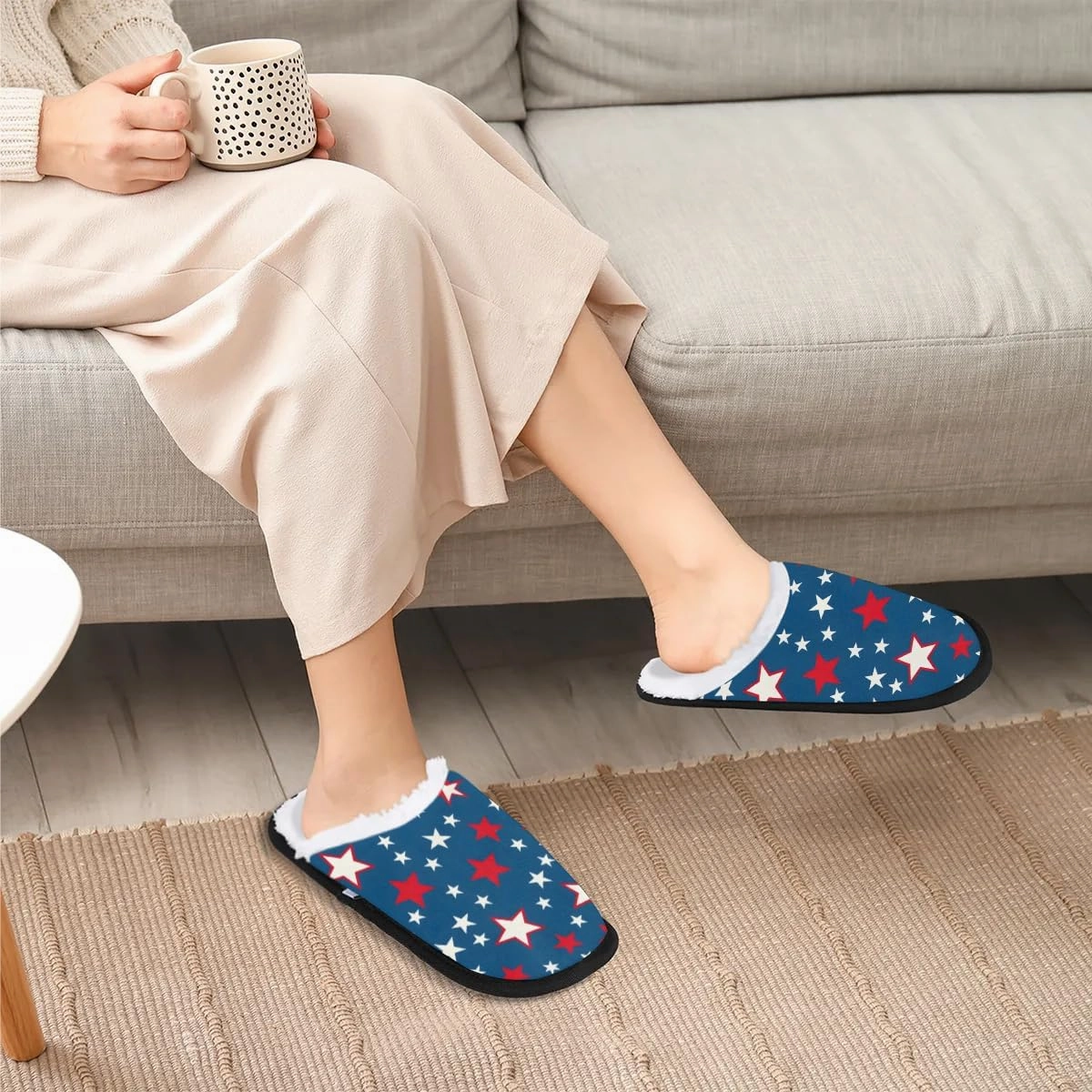 House Slippers for Women Men Cozy Slippers with Non-slip Sole Indoor House Shoes Warm Plush Slippers for Home Bedroom Travel