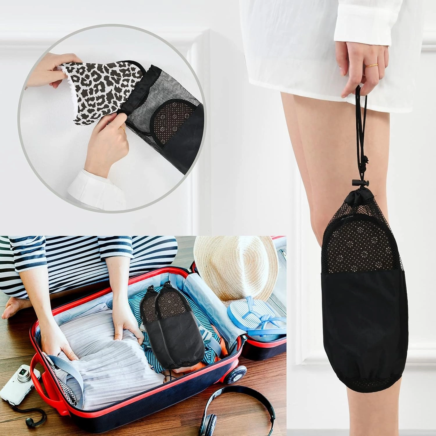 House Slippers for Women Non Slip Travel Slippers Soft Plush Home Shoes for Bedroom Hotel Spa