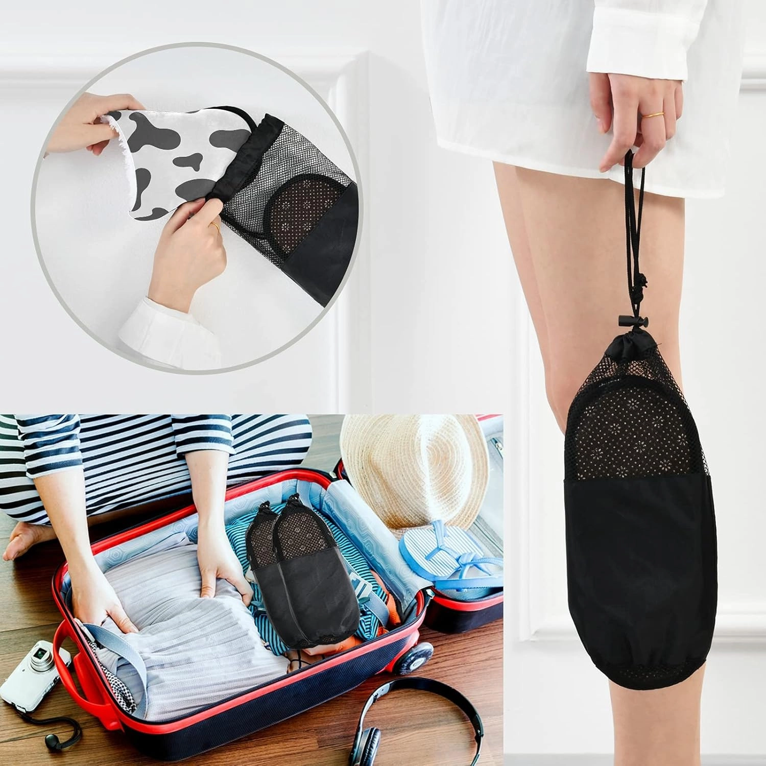 House Slippers for Women Non Slip Travel Slippers Soft Plush Home Shoes for Bedroom Hotel Spa
