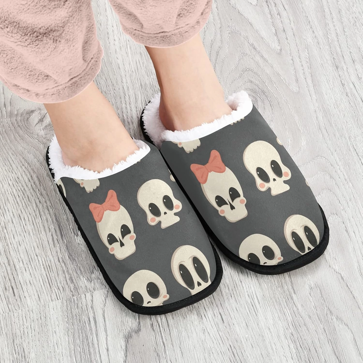 House Slippers for Women Non Slip Travel Slippers Soft Plush Home Shoes for Bedroom Hotel Spa