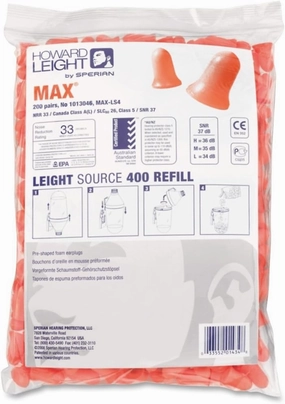Howard Leight Max Disposable Earplugs Refill - 2 / Pair - Orange
