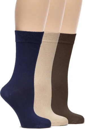 Hugh Ugoli Womens Bamboo Dress Socks, Extremely Soft, Thin, Crew Socks for Business Trouser Casual, Non-Binding, 3-6 Pairs