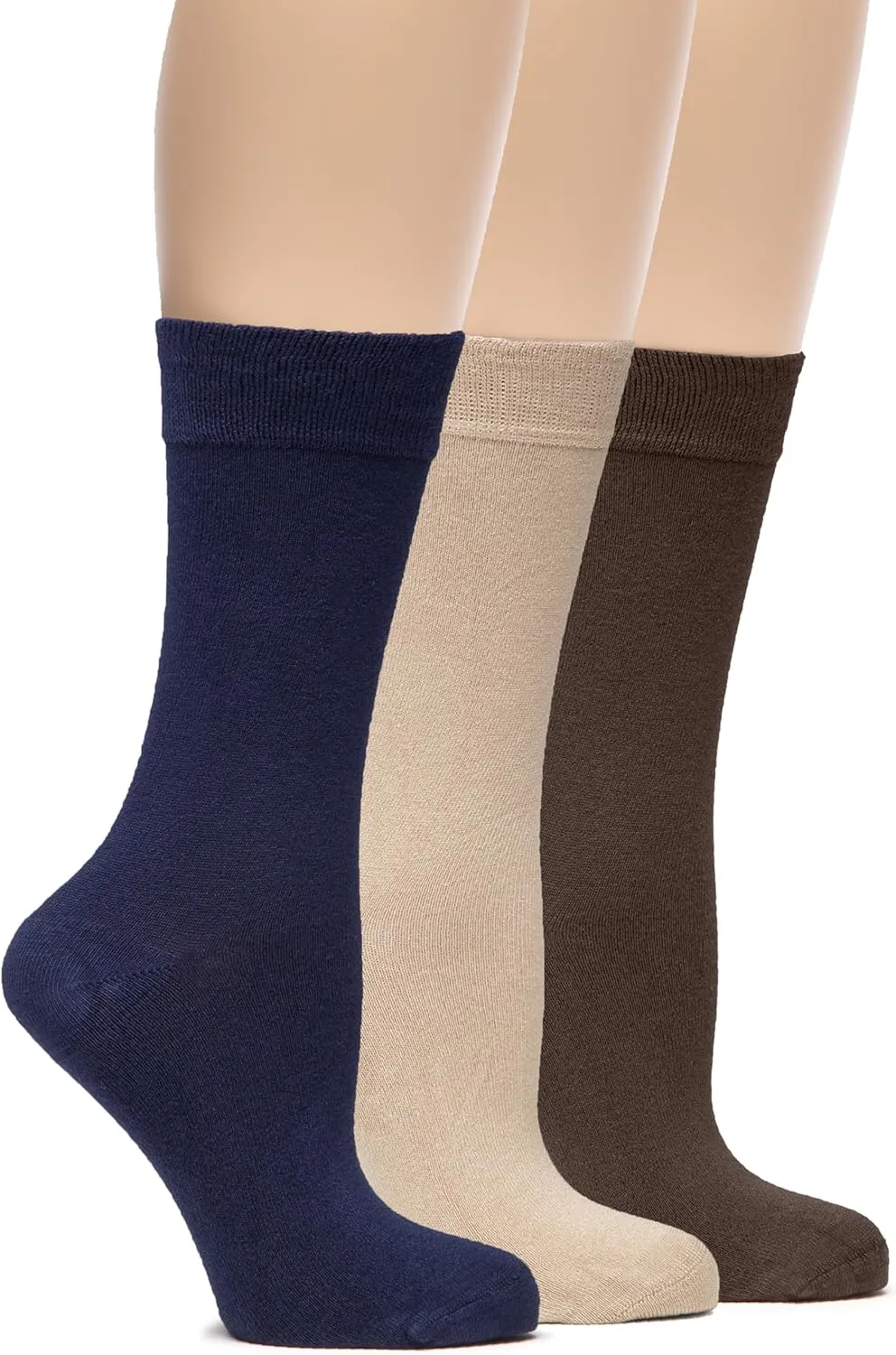 Hugh Ugoli Womens Bamboo Dress Socks, Extremely Soft, Thin, Crew Socks for Business Trouser Casual, Non-Binding, 3-6 Pairs