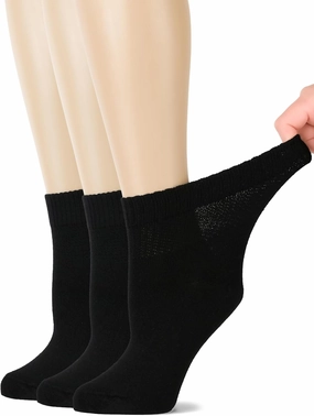 Hugh Ugoli Women's Bamboo Diabetic Ankle Socks, Super Soft Seamless Toe Non Binding, Wide, Loose Fit & Stretchy, 3 Pairs
