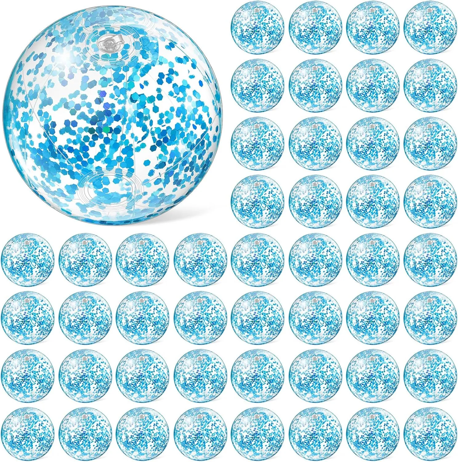 Hungdao 50 Pcs Inflatable Glitter Beach Ball 8 Inches Mini Clear Inflatable Confetti Ball Small Glitter Beach Balls Sport Ball for Summer Swimming Pool Party Favors Decorations Water Play