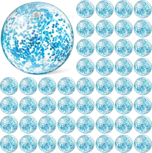 Hungdao 50 Pcs Inflatable Glitter Beach Ball 8 Inches Mini Clear Inflatable Confetti Ball Small Glitter Beach Balls Sport Ball for Summer Swimming Pool Party Favors Decorations Water Play