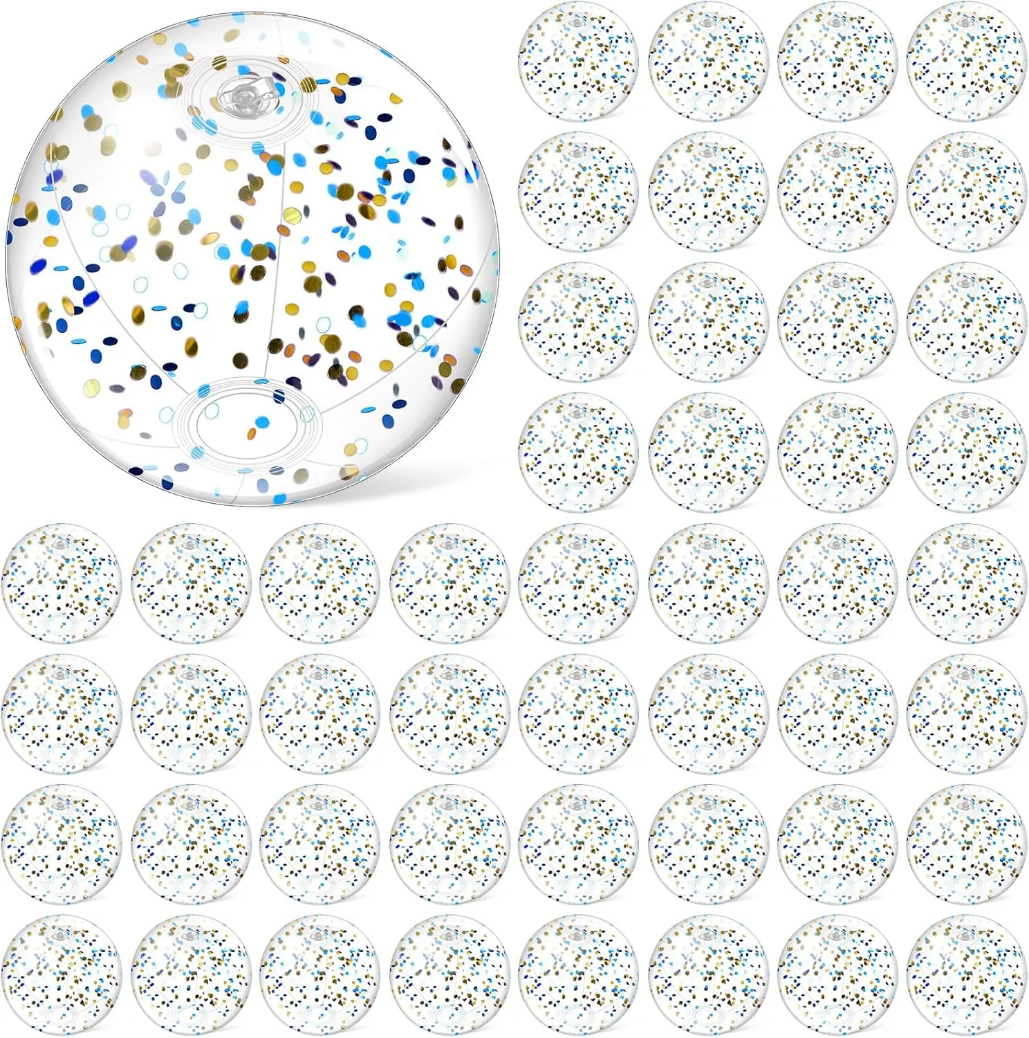 Hungdao 50 Pcs Inflatable Glitter Beach Ball 8 Inches Mini Clear Inflatable Confetti Ball Small Glitter Beach Balls Sport Ball for Summer Swimming Pool Party Favors Decorations Water Play