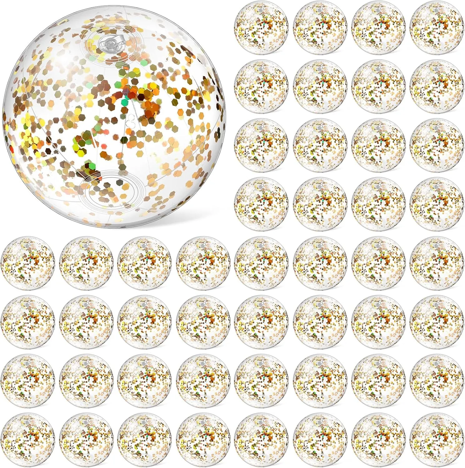 Hungdao 50 Pcs Inflatable Glitter Beach Ball 8 Inches Mini Clear Inflatable Confetti Ball Small Glitter Beach Balls Sport Ball for Summer Swimming Pool Party Favors Decorations Water Play