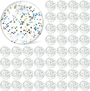 Hungdao 50 Pcs Inflatable Glitter Beach Ball 8 Inches Mini Clear Inflatable Confetti Ball Small Glitter Beach Balls Sport Ball for Summer Swimming Pool Party Favors Decorations Water Play