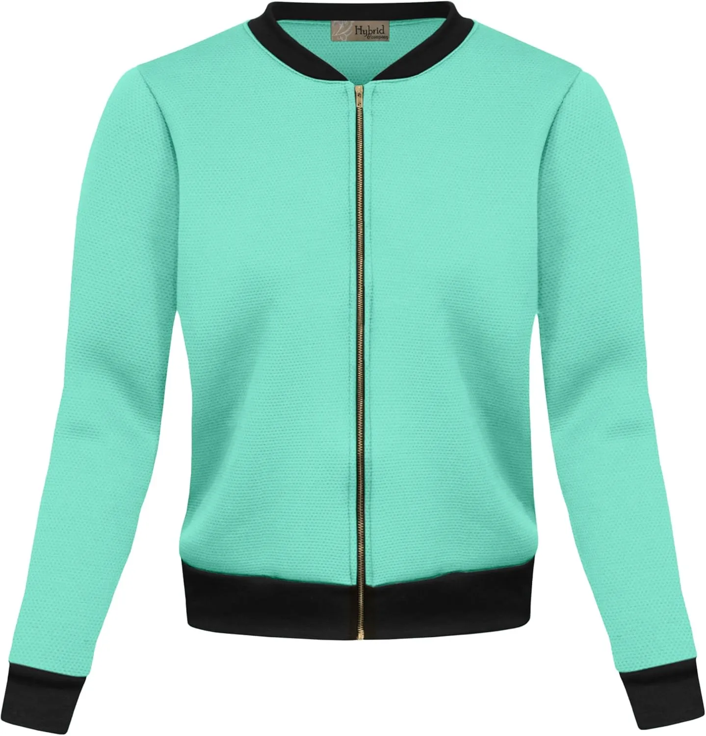 Hybrid & Company Women's Fashion Color Casual Office Comfy Zip Up Bomber Jacket Made in USA