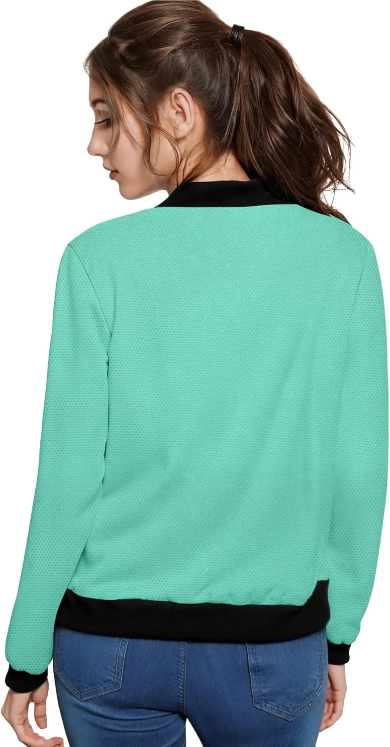Hybrid & Company Women's Fashion Color Casual Office Comfy Zip Up Bomber Jacket Made in USA