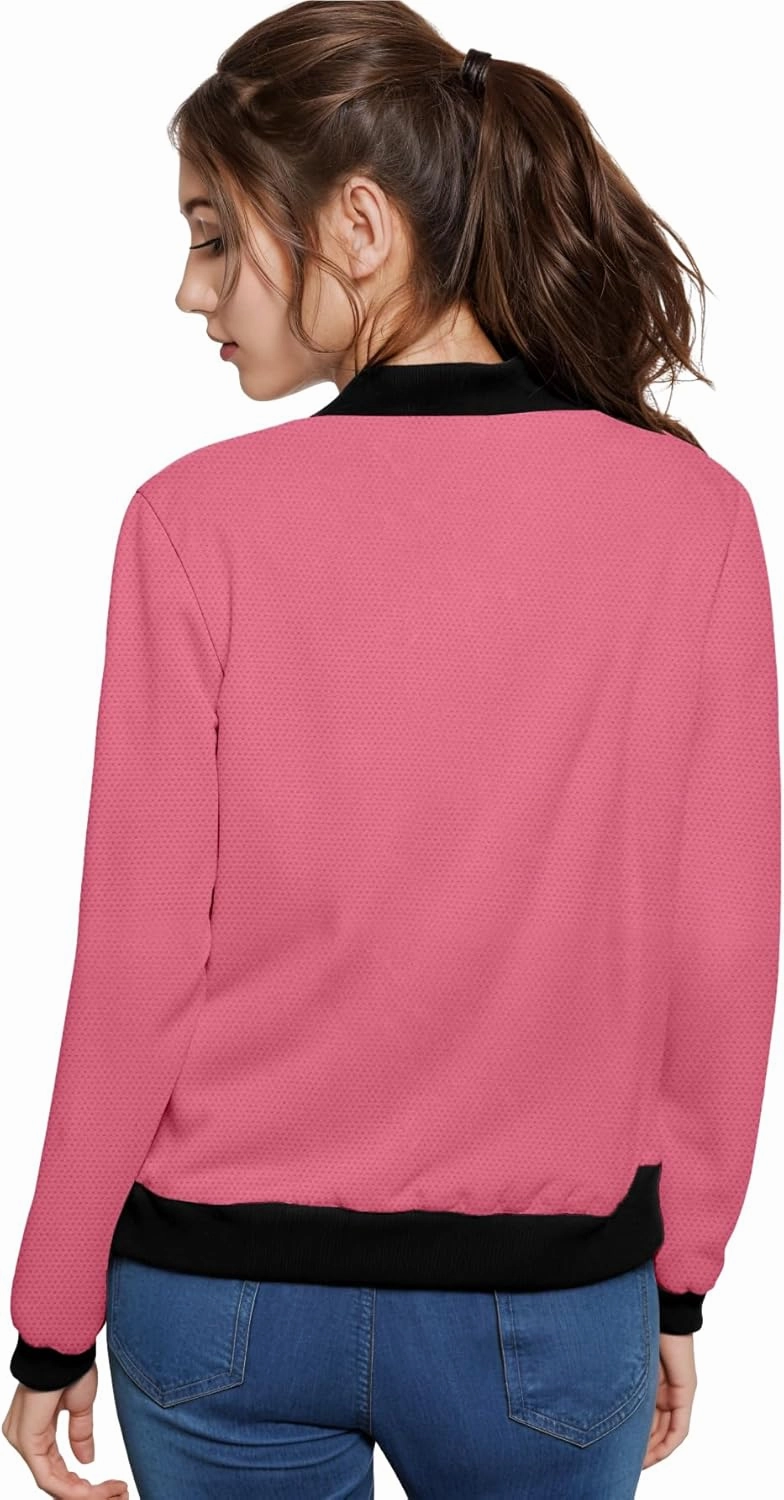 Hybrid & Company Women's Fashion Color Casual Office Comfy Zip Up Bomber Jacket Made in USA