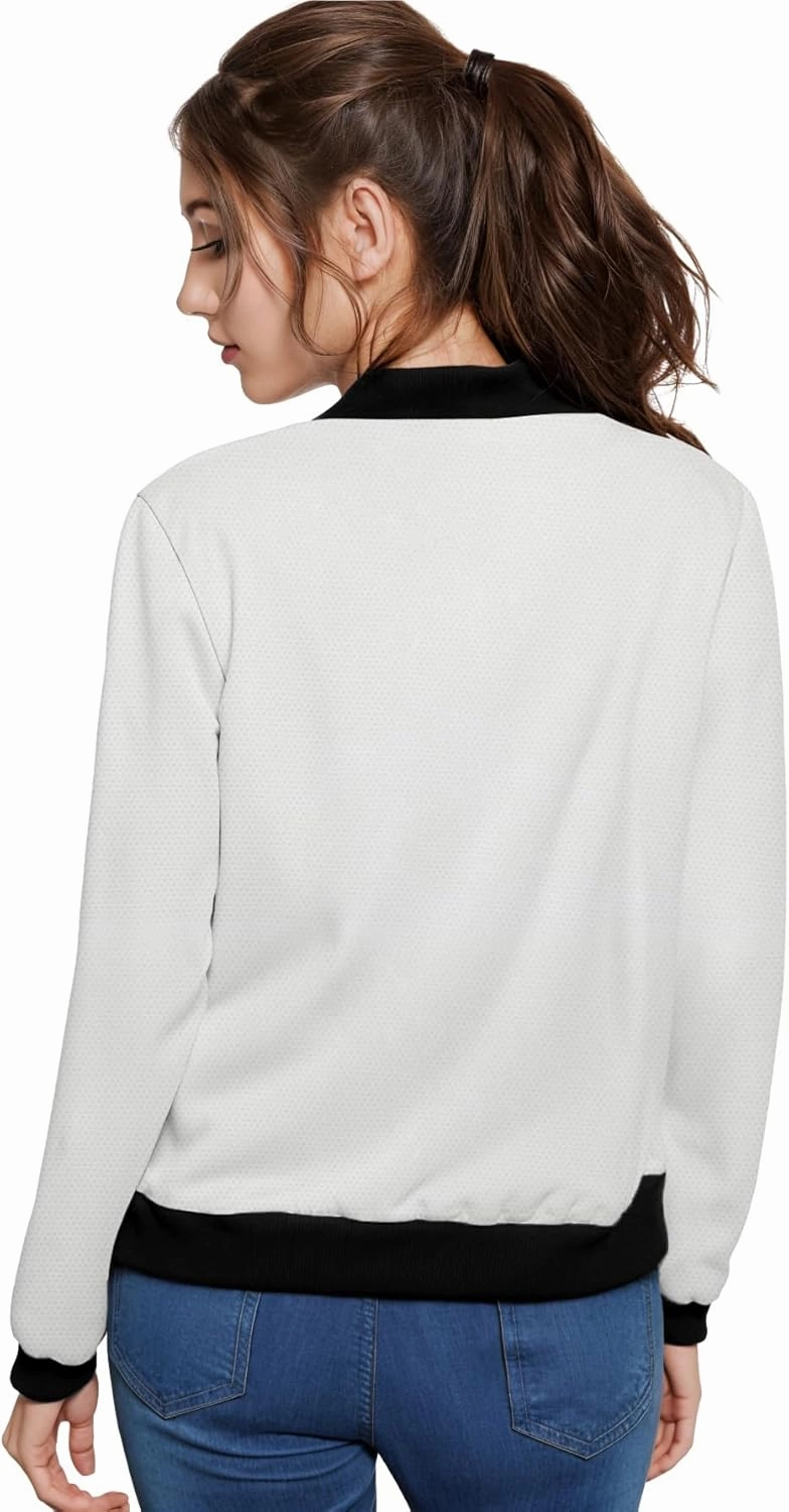 Hybrid & Company Women's Fashion Color Casual Office Comfy Zip Up Bomber Jacket Made in USA