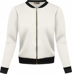 Hybrid & Company Women's Fashion Color Casual Office Comfy Zip Up Bomber Jacket Made in USA
