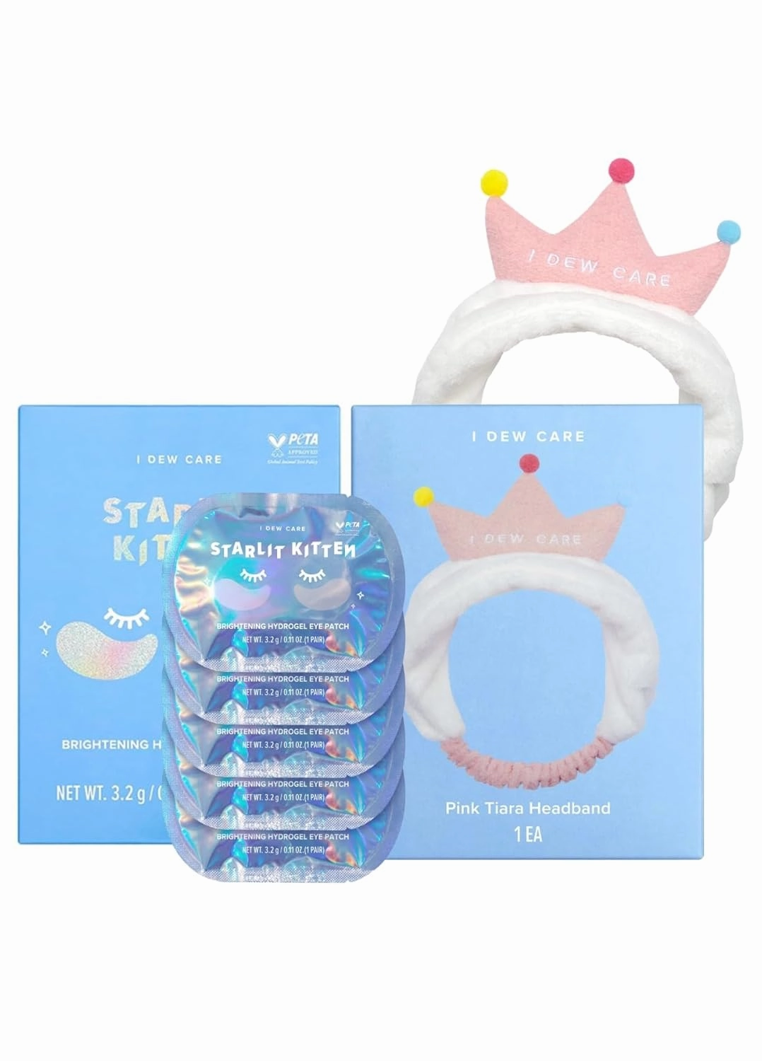 I DEW CARE Hydrogel Eye Patch   Face Wash Headband - Pink Tiara Bundle
