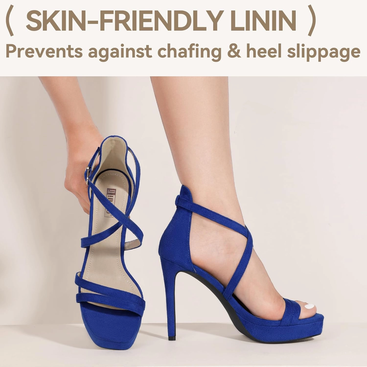 IDIFU IN4 Platform High Heels for Women Strappy Heeled Sandals Square Toe Heels Stiletto Heels Women's Wedding Party Bridal Sexy Dress Shoes Open Toe Heels