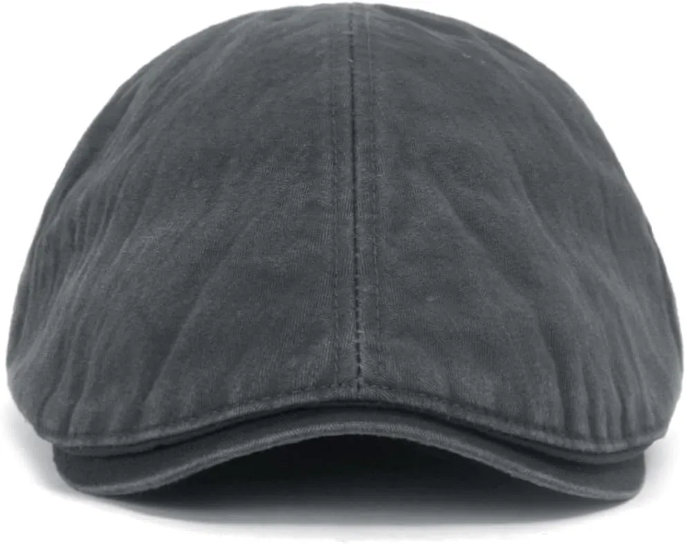 ililily Washed Cotton Flat Cap Cabbie Hat Gatsby Ivy Irish Hunting Newsboy Stretch Big Hat