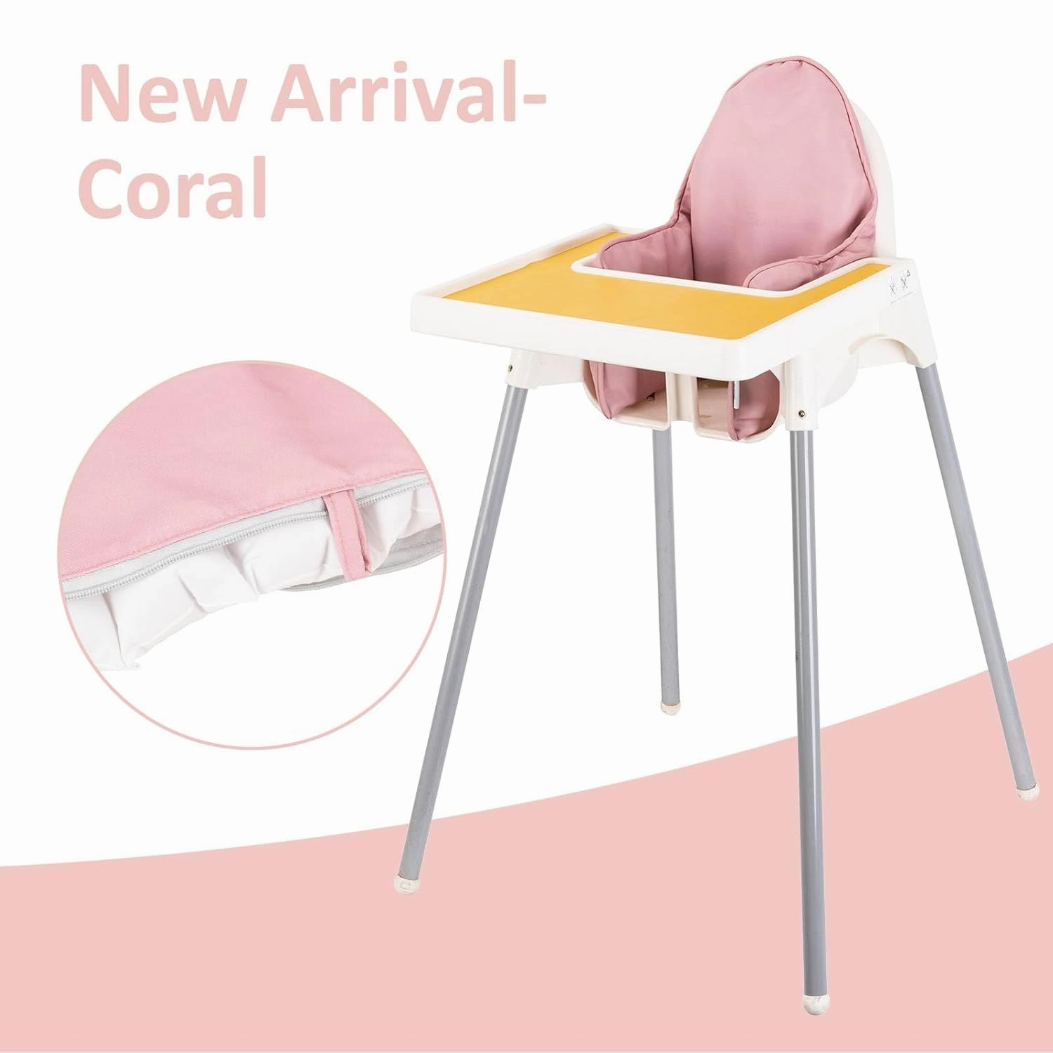 Inflatable Supporting Cushion for IKEA High Chair, Baby High Chair Cover with Inflatable Cushion Insert (Coral)