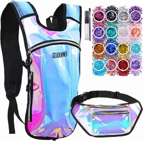 Iridescent Blue Small Hydro Bundle with 16 Pack Glitters and Iridescent Blue Fanny Pack